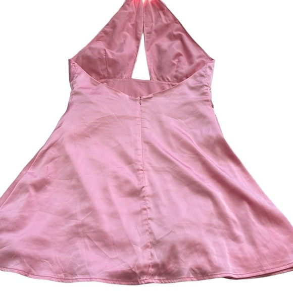 Peppermayo Pink Satin Halter Mini Slip Dress Size 6 - Picture 9 of 14